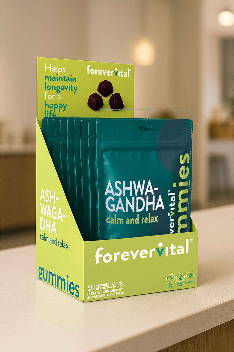 Dispensador de gomitas de ashwagandha Forevervital x10