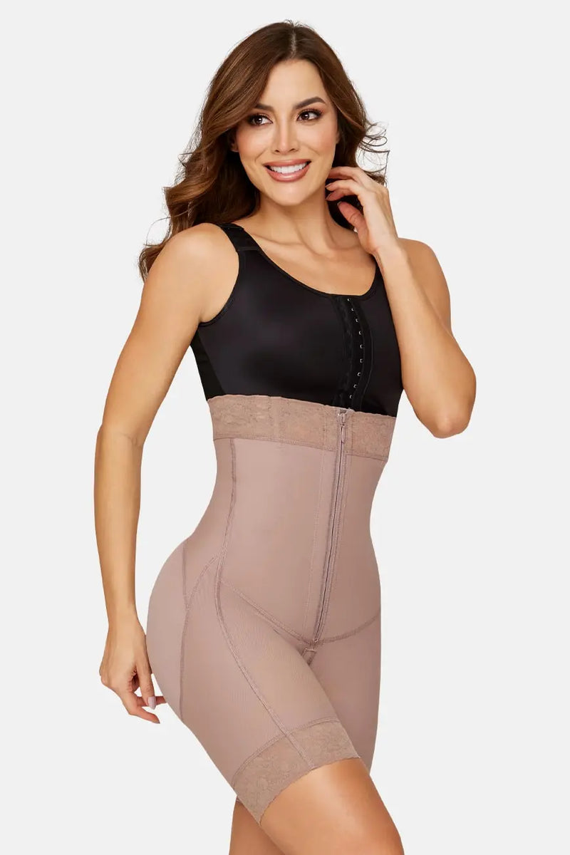 Curveez High Waisted Shorts H-Evolution shapewear in nude color offering tummy and butt control with firm compression for post-surgical support.