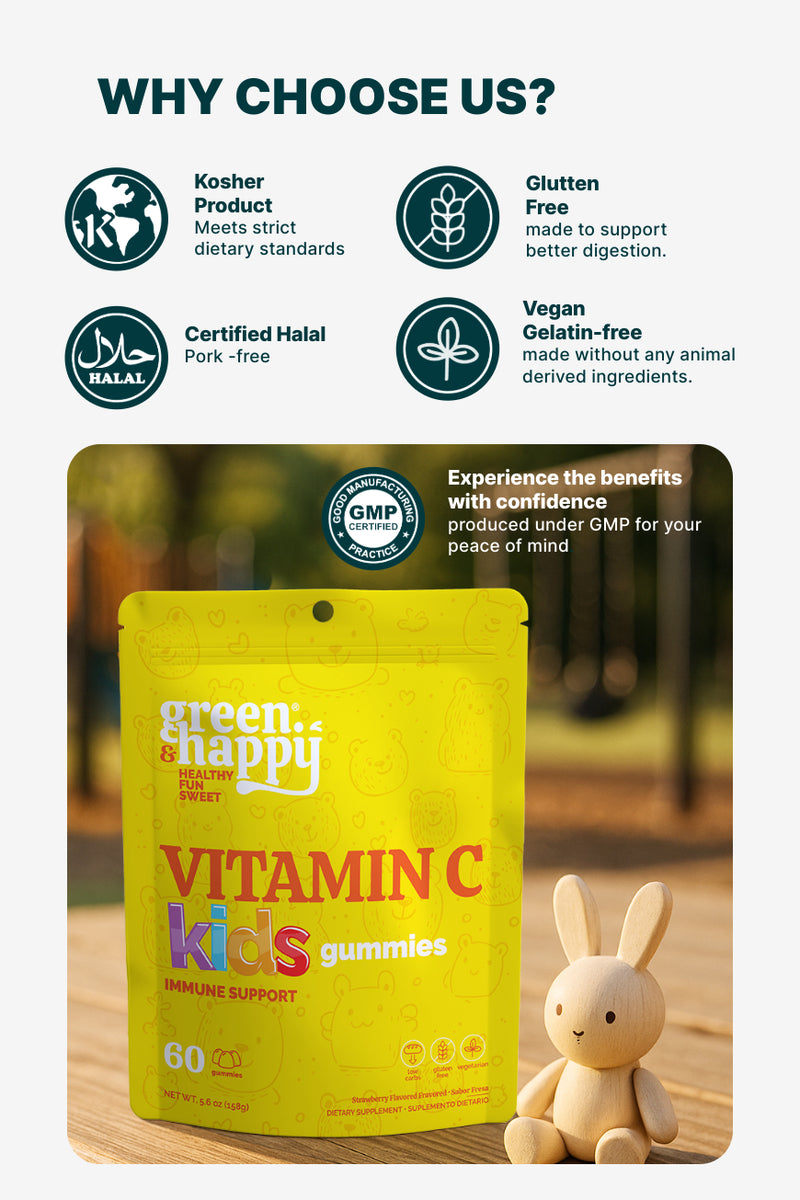 Refuerzo inmunitario infantil: gomitas de vitamina C y zinc 