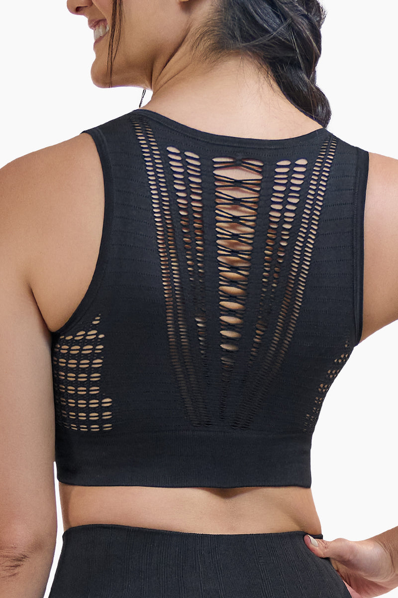 Curveez Training Bra Ultimate Air BRAEEZ in black with breathable mesh panel, ideal for activewear and maximum comfort support.