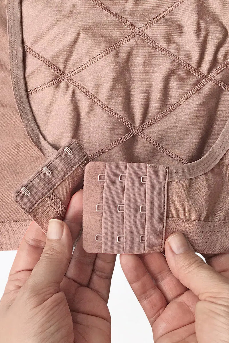 Curveez Open Bust Arm Shaper in nude color with 3/4 sleeves and front hook closure, designed for firm compression and smooth back support.